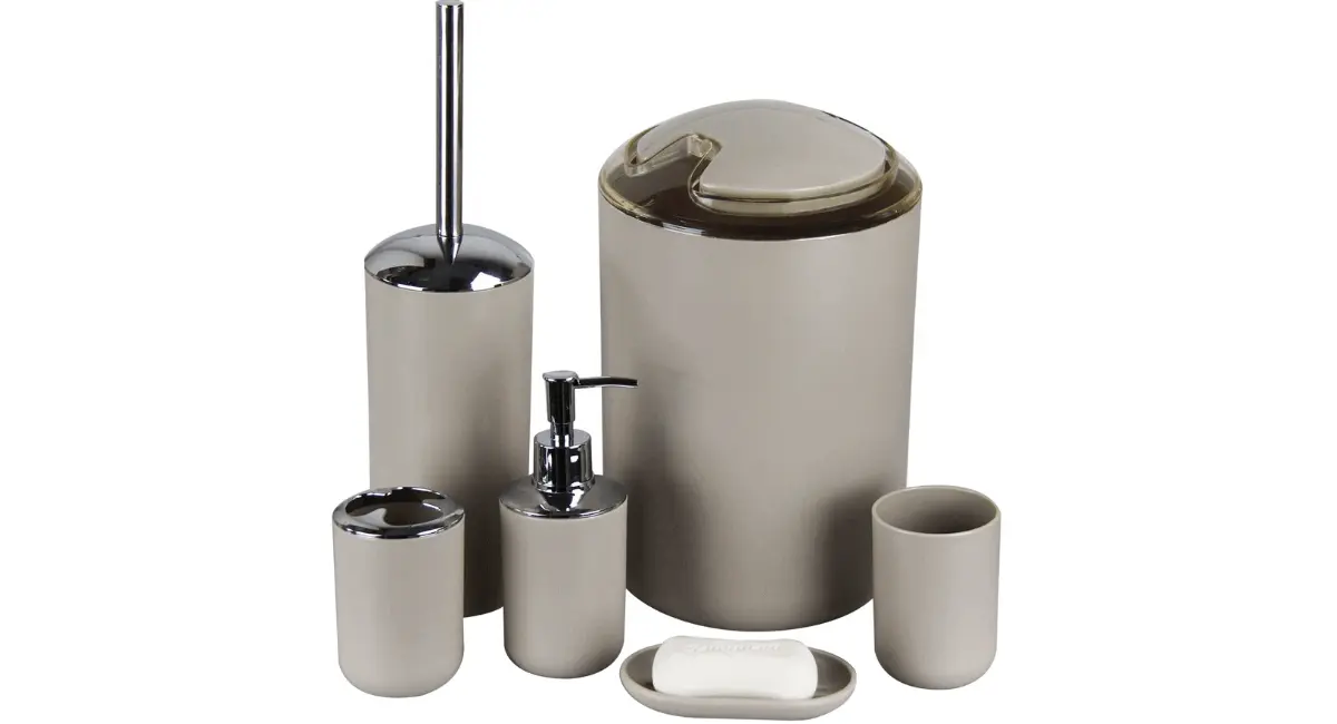 5 Best Discount Bathroom Accessories Sets [Unique Sets on Amazon] bathroom accessories set black Gray Mosaic Glass Bathroom Accessories Set